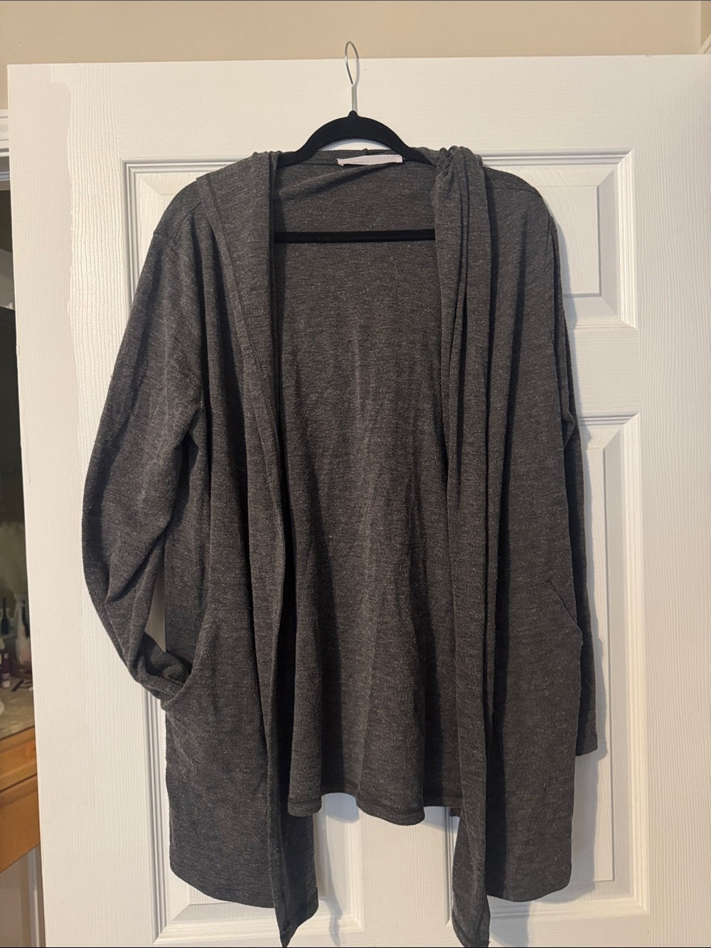 Double Zero Open-Front Hooded Cardigan - Charcoal